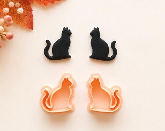 不気味な猫の粘土カッター：ハロウィンポリマークレイカッター