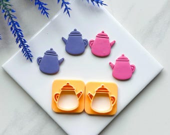 Découpoir théière en argile : cœur, pâte polymère, thème café