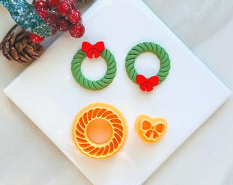 Christmas Wreath Clay Cutter Set: Embossed Polymer Clay Cutters
