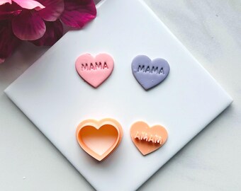 Mama Heart Stamp Clay Cutter: Mother's Day Embossed Design