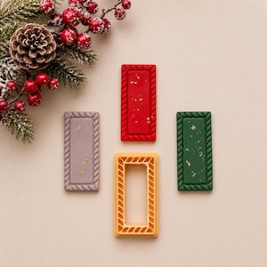 Rectangle Rope Frame Clay Cutter | Christmas Embossed Polymer Clay Cutters