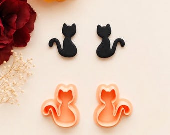 Tall Cat Head Clay Cutter: Halloween Polymer Clay Cutters