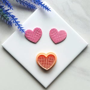 Disco Heart Polymer Clay Cutter: Embossed Valentine&#39;s Day Design