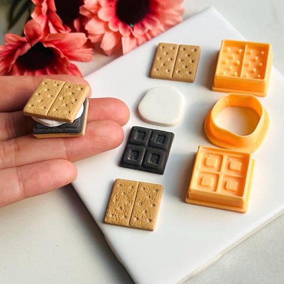 S'mores Clay Cutter Set: Graham Cracker, Marshmallow, Chocolate