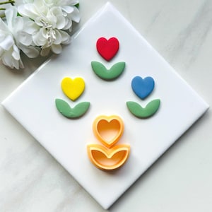 Heart Flower Clay Cutter Set - Spring Floral Embossed Design