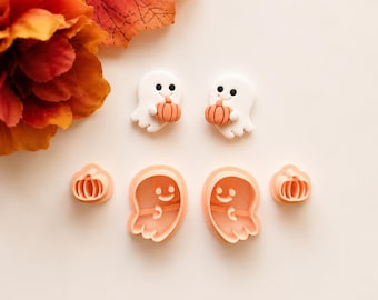 Stampini per Halloween a forma di fantasma e zucca in argilla: per creare gioielli in argilla polimerica