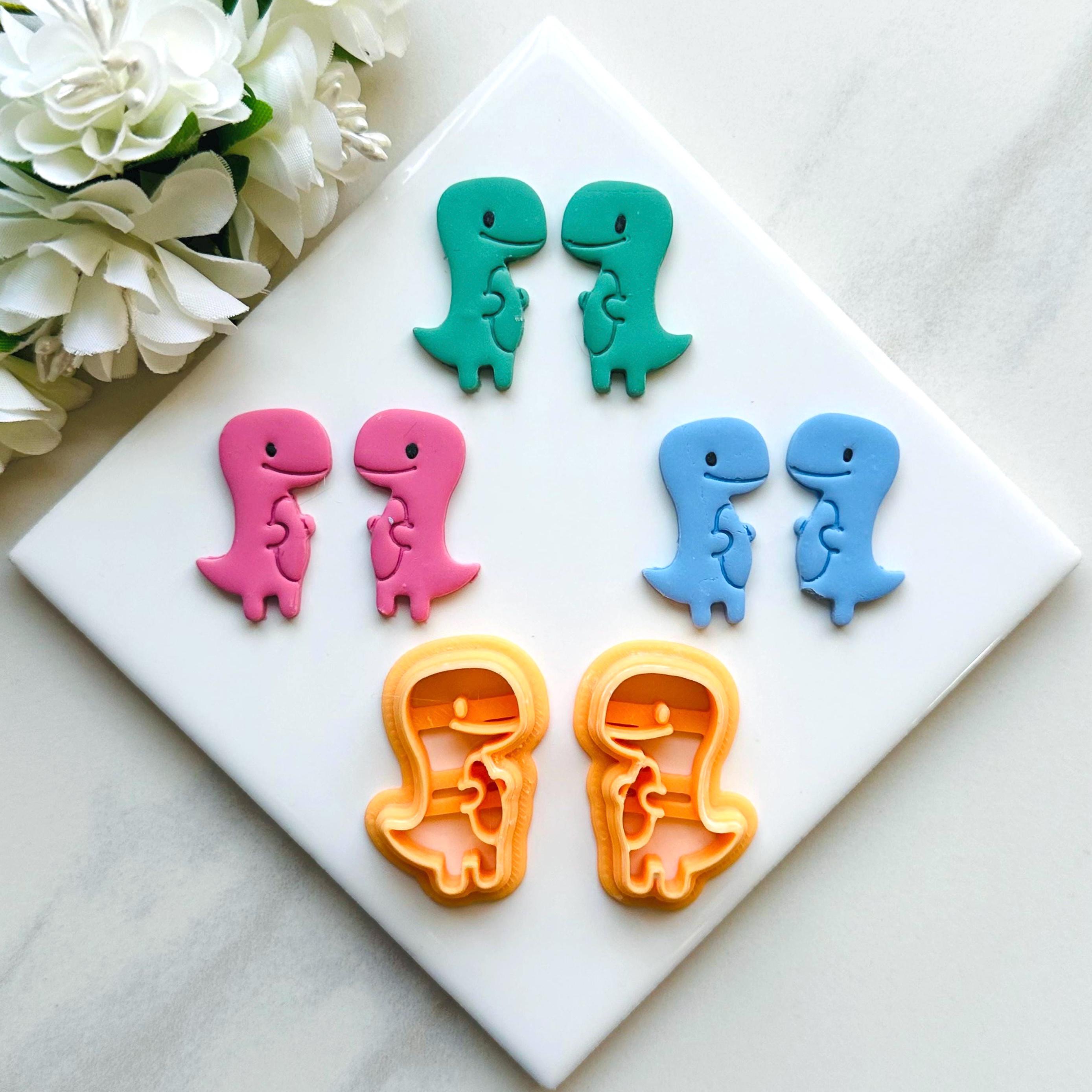 Kawaii Tyrannosaurus Rex Clay Cutter: Embossed Polymer Clay Cutters