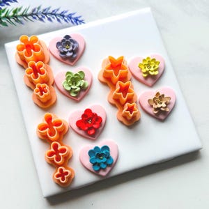 Flower 3 a Set clay cutter | Flower clay cutter cutters Polymer clay cutters Spring clay cutters Embossed clay cutters flower cutter F