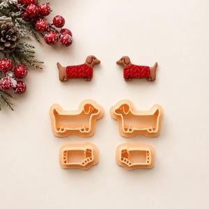 Dachshund in Sweater Clay Cutter: Embossed Dog Holiday Cutter