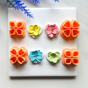 Petal 4 a Set clay cutter | Flower clay cutter cutters Polymer clay cutters Spring clay cutters Embossed clay cutters flower cutter F