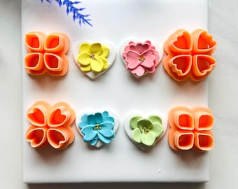 Petal Clay Cutter Set: Embossed Flower Polymer Clay Cutters