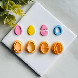 Easter Egg Clay Cutters: Embossed Spring Shapes, Set of 4