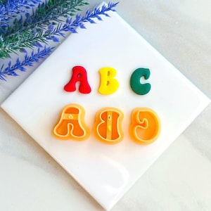 Cortador de arcilla con letras retro ABC / cortador de arcilla para el regreso a clases cortadores de arcilla escolares cortadores de arcilla polimérica cortadores de arcilla de resorte Arcilla en relieve F