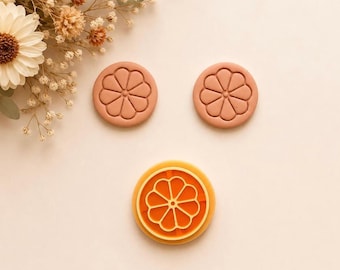 Orange Slice Clay Cutter: Embossed Polymer Clay Tool