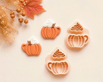 Pumpkin Coffee Cup Clay Cutter: Halloween Polymer Clay Tool