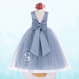 Dusty blue Flower Girl Dresses Tulle Junior Bridesmaid Dress Toddler Girl Photoshoot Dress Communion Gowns Pageant Dress Birthday Girl Dress