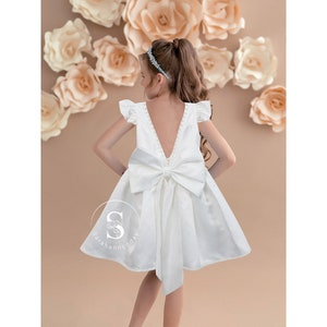 Satin Flower girl dress, Lace Satin White Lace Tulle Girl Dress, Baby Satin Lace flower girl dress, Rustic flower girl dress,Communion dress