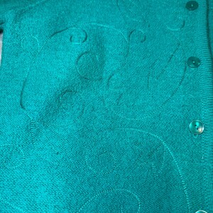Vintage Pendleton Womens Size Medium Wool Cardigan Sweater Teal Green Embroidery image 11