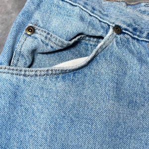 Vintage Wrangler Mens Size 38x32 ALTERED Hero Blue Jeans Classic Denim Made USA image 14