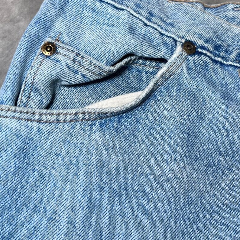 Vintage Wrangler Mens Size 38x32 ALTERED Hero Blue Jeans Classic Denim Made USA image 14