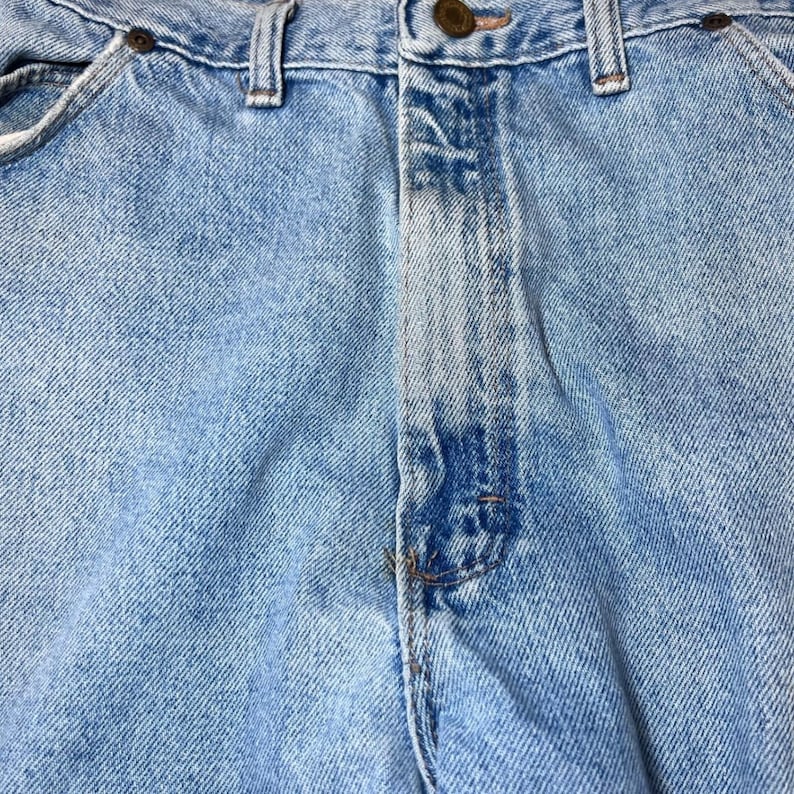 Vintage Wrangler Mens Size 38x32 ALTERED Hero Blue Jeans Classic Denim Made USA image 16