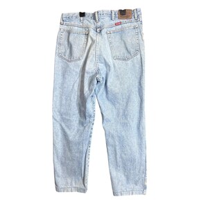 Vintage Wrangler Mens Size 38x32 ALTERED Hero Blue Jeans Classic Denim Made USA image 3