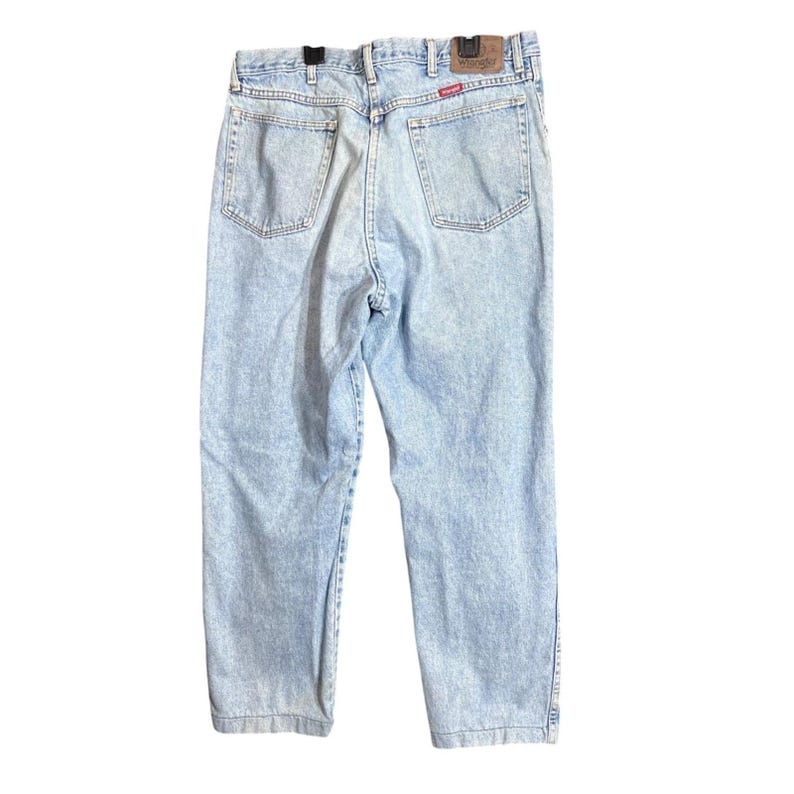 Vintage Wrangler Mens Size 38x32 ALTERED Hero Blue Jeans Classic Denim Made USA image 3