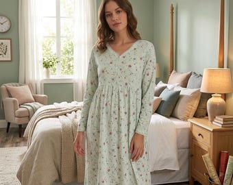 Camisón vintage de encaje floral con ribete de encaje para mujer, talla grande, de la marca Vintage Intimate Secrets, estilo Grannycore.