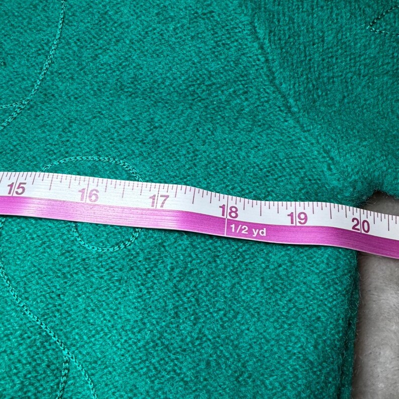 Vintage Pendleton Womens Size Medium Wool Cardigan Sweater Teal Green Embroidery image 9