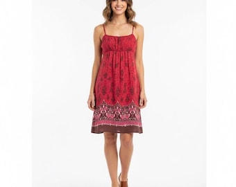 Vintage Jonathan Martin Womens Size 7 Border Dress Red Pink Boho Whimsigoth 90s