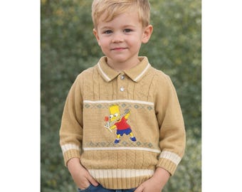 Vintage Bart Simpson Boys Size 30 Golf Sweater ejidos Javier Bootleg Knit Polo