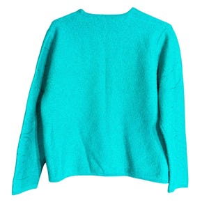 Vintage Pendleton Womens Size Medium Wool Cardigan Sweater Teal Green Embroidery image 3