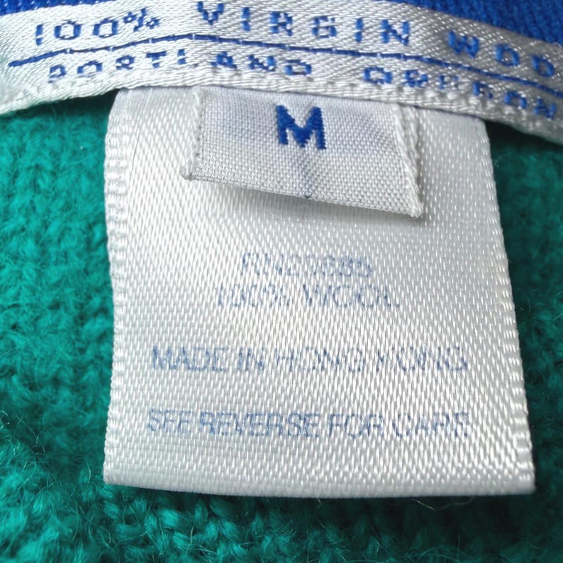 Vintage Pendleton Womens Size Medium Wool Cardigan Sweater Teal Green Embroidery image 5