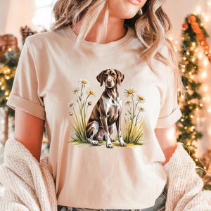 German Shorthaired Pointer Graphic T-Shirt – Sporting Dog Lover Tee, GSP Breed Illustration Shirt, Hunting Dog Gift Top for Pet Owners