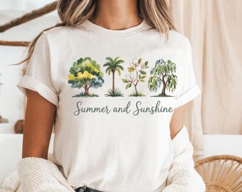 Summer Aesthetic Shirt, Tropical Tree Tee, Beach Vacation Top, Coastal Nature Shirt, Sunshine Graphic Tee