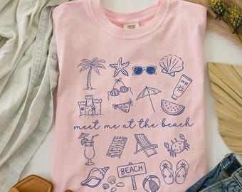 Meet Me At The Beach Shirt, Comfort Colors Summer Vacation Tee