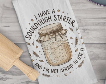 Paño de cocina con diseño de masa madre, paño de cocina divertido para hornear, regalo para panaderos, decoración de cocina rústica, regalo para amantes de la masa madre.