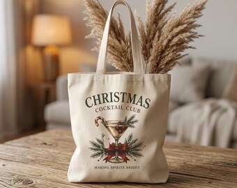Christmas Cocktail Club tote bag | holiday martini illustration
