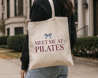 Pilates Tote Bag, Pilates Bag, Gym Tote Bag, Workout Tote Bag, Meet Me At Pilates Tote, Fitness Tote