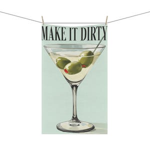 Martini-Themed Tea Towel, Cocktail Kitchen Decor, Bar Towel, Drink Lover Gift, Mixology Towel, Housewarming Present, Chic Kitchen Towel