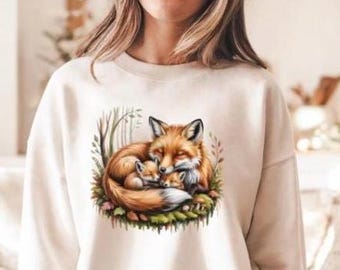 Fox Sweatshirt, Mama Fox Sweatshirt, Fox Lover Gift, Animal Lover Sweatshirt, Woodland Sweatshirt