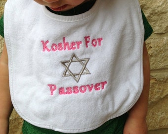 Embroidered Bib  "Kosher for Passover"