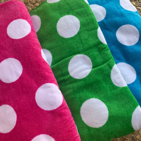 Polka Dot Beach Towel - Velour - Personalized