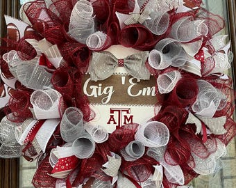 Texas A & M University-themed Football Wreath