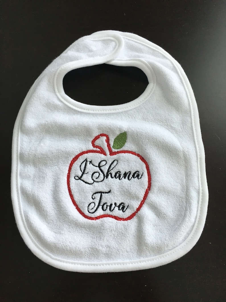 Rosh Hashanah Embroidered Bibs 3 styles L'Shana Tovah