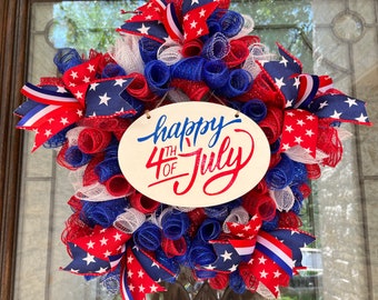 Patriotic, 4th of July, Memorial Day, Labor Day Door Star-Shaped Wreath