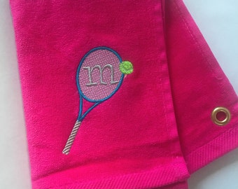 Tennis Towels - Personalized with Embroidered Initial and Available in Several Colors!