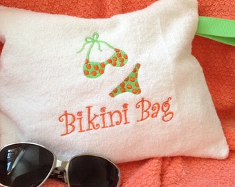 Bikini/Wet Bag - Embroidered Design and Personalization - (12" x 10")