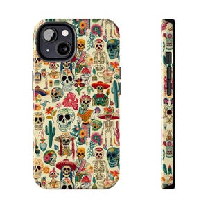 Skeleton and Skulls iPhone Case - Halloween Fiesta Phone Cover - iPhone 15 Pro Max, 14 Plus, 13, 12, 11