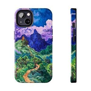 Mountain iPhone 15 Case - Floral Landscape Phone Cover for iPhone 15 Pro Max, 14 Plus, 13, 12, 11